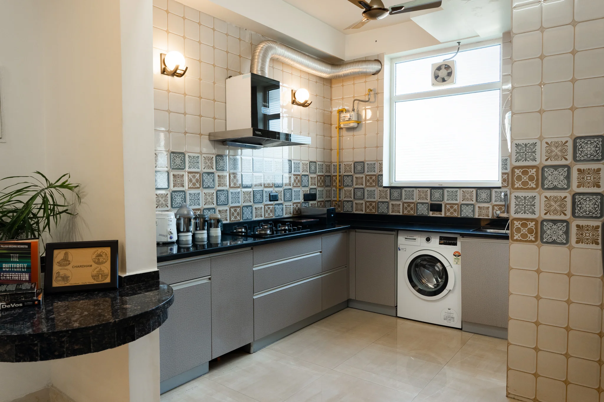 Fully equipped modular kitchen with private kitchen access in our Dehradun homestay