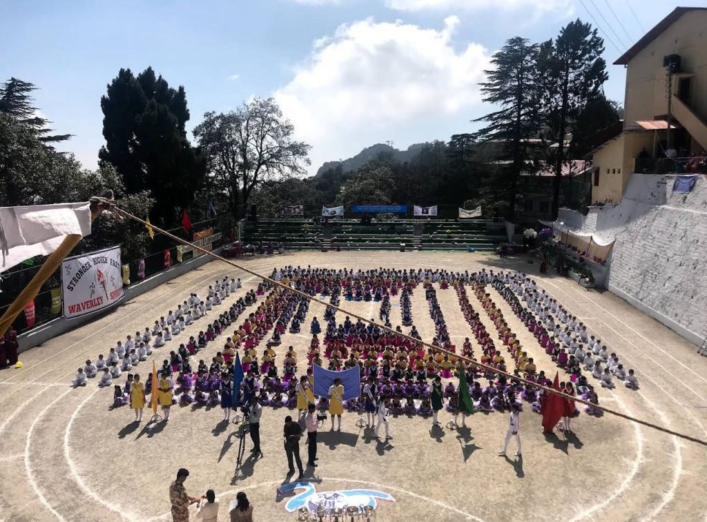 Students in assembly ground in The-Convent-of-Jesus-and-Mary-Waverley-Mussoorie school